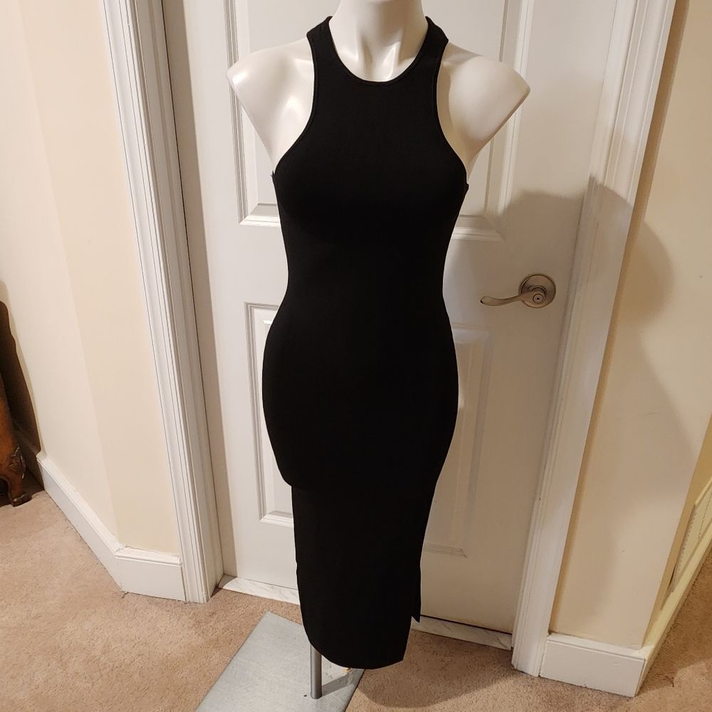Shona Joy black bodycon dress new with tags size small, side slit